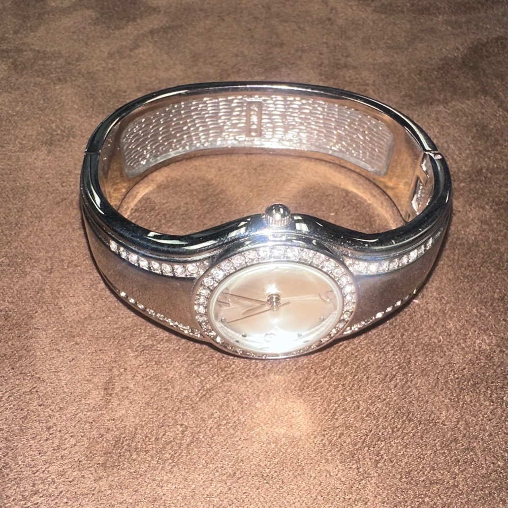 Elegant Silver Watch with Crystal Accents